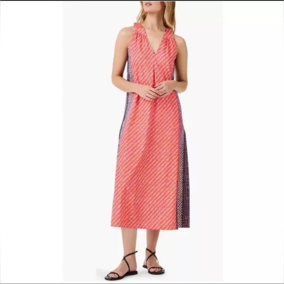 NIC+ZOE Dresses & Skirts - NIC+ZOE Coral and Navy Sleeveless V‑Neck Midi Dress